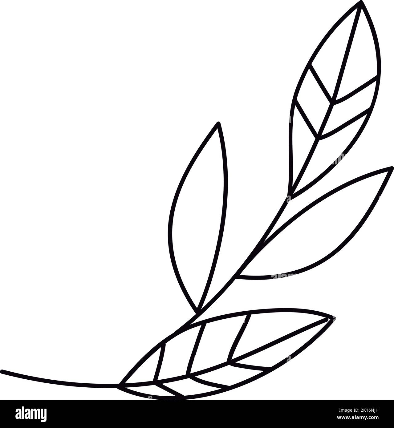 branch with leafs line art style Stock Vector Image & Art - Alamy
