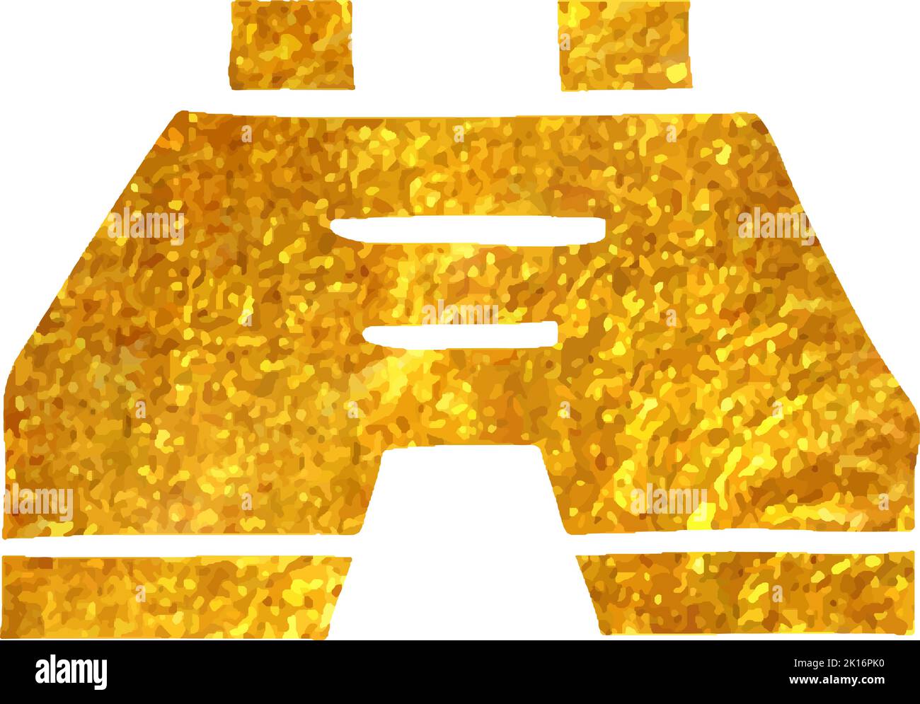Hand drawn Binocular icon in gold foil texture vector illustration ...