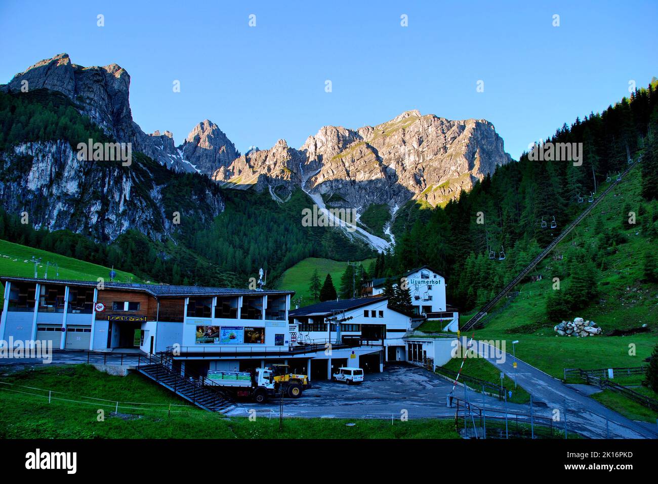 Beautiful view of Alps from Hotel Olympia, Axams, Austria Stock Photo