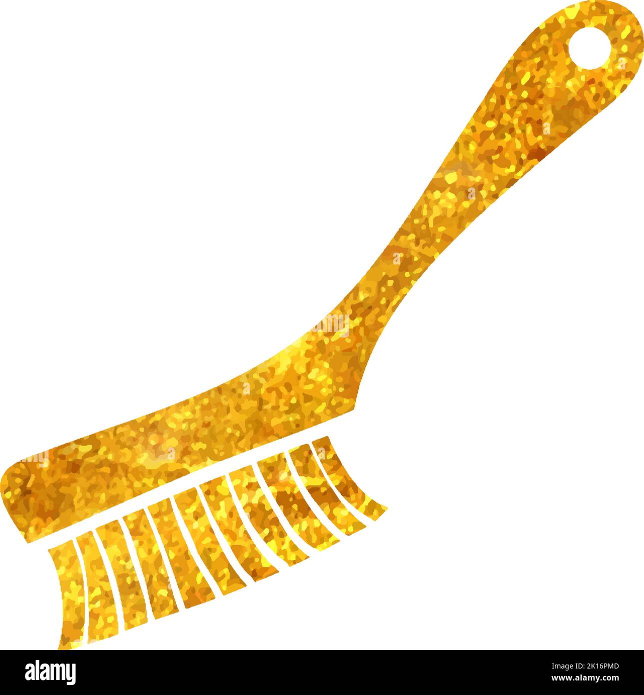 Hand drawn Paint brush icon in gold foil texture vector illustration ...