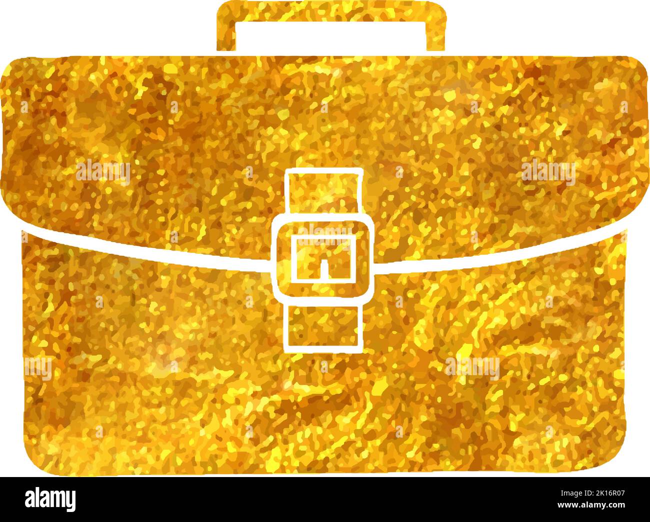 Hand drawn Briefcase icon in gold foil texture vector illustration