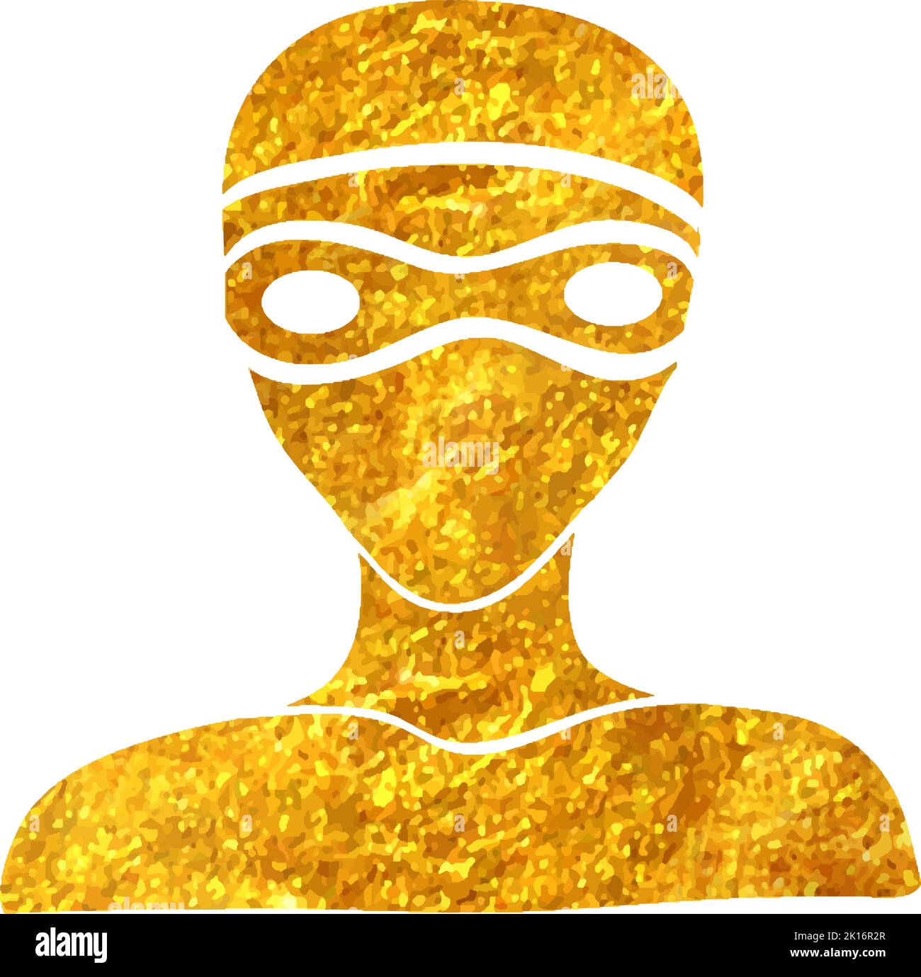 Hand drawn Swimming athlete icon in gold foil texture vector ...
