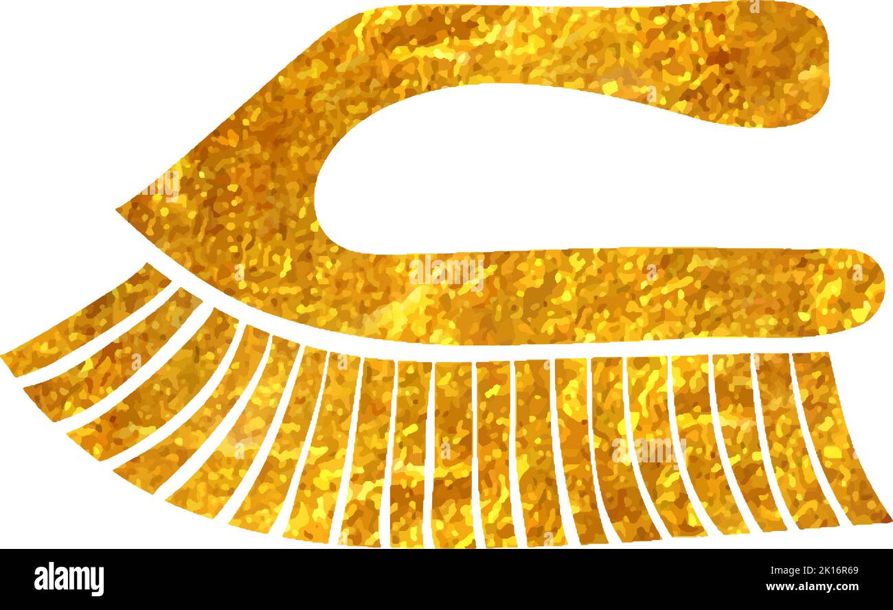 Hand drawn Brush icon in gold foil texture vector illustration Stock ...
