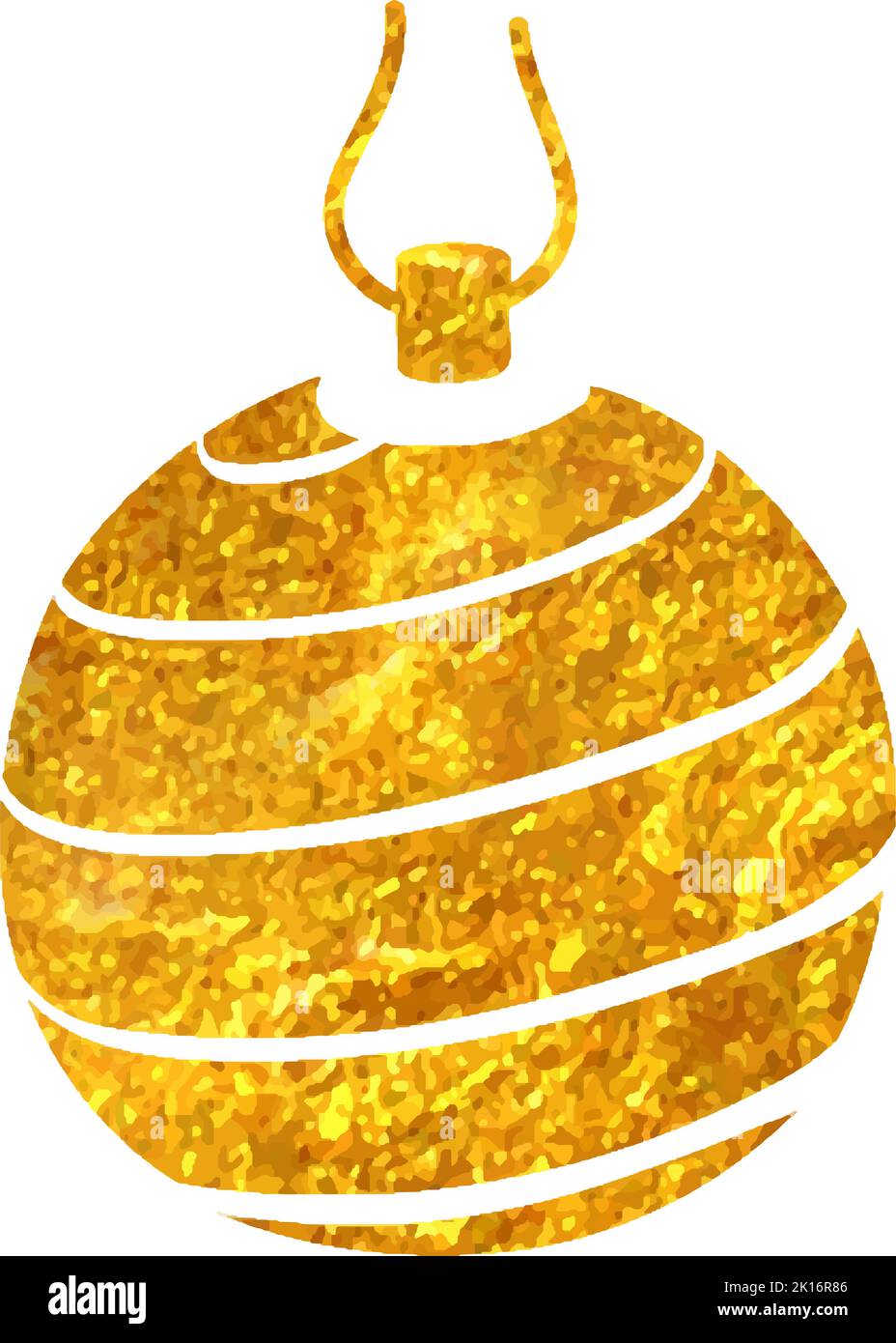 Hand drawn Christmas ball icon in gold foil texture vector illustration ...
