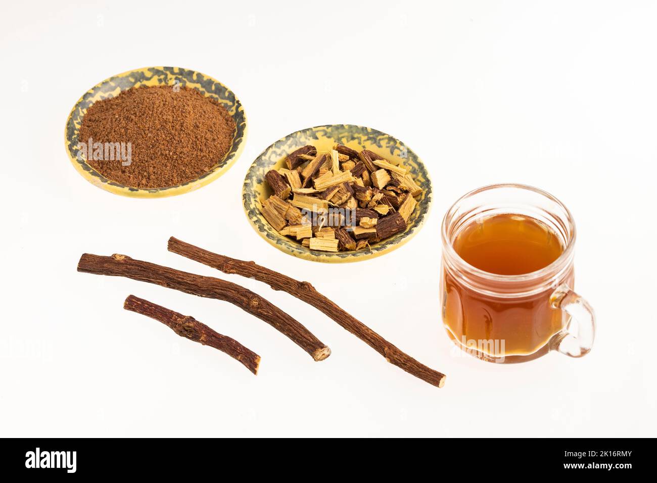 Glycyrrhiza glabra Licorice roots with hot drink Stock Photo Alamy