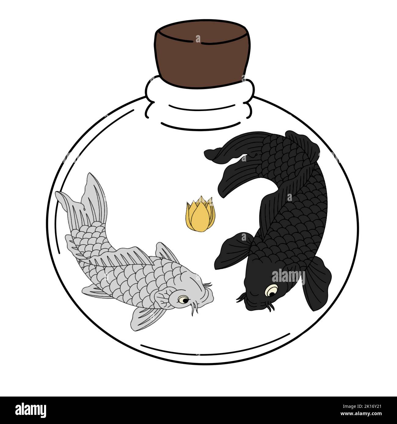 yin yang koi illustration withe fish and white background Stock Vector
