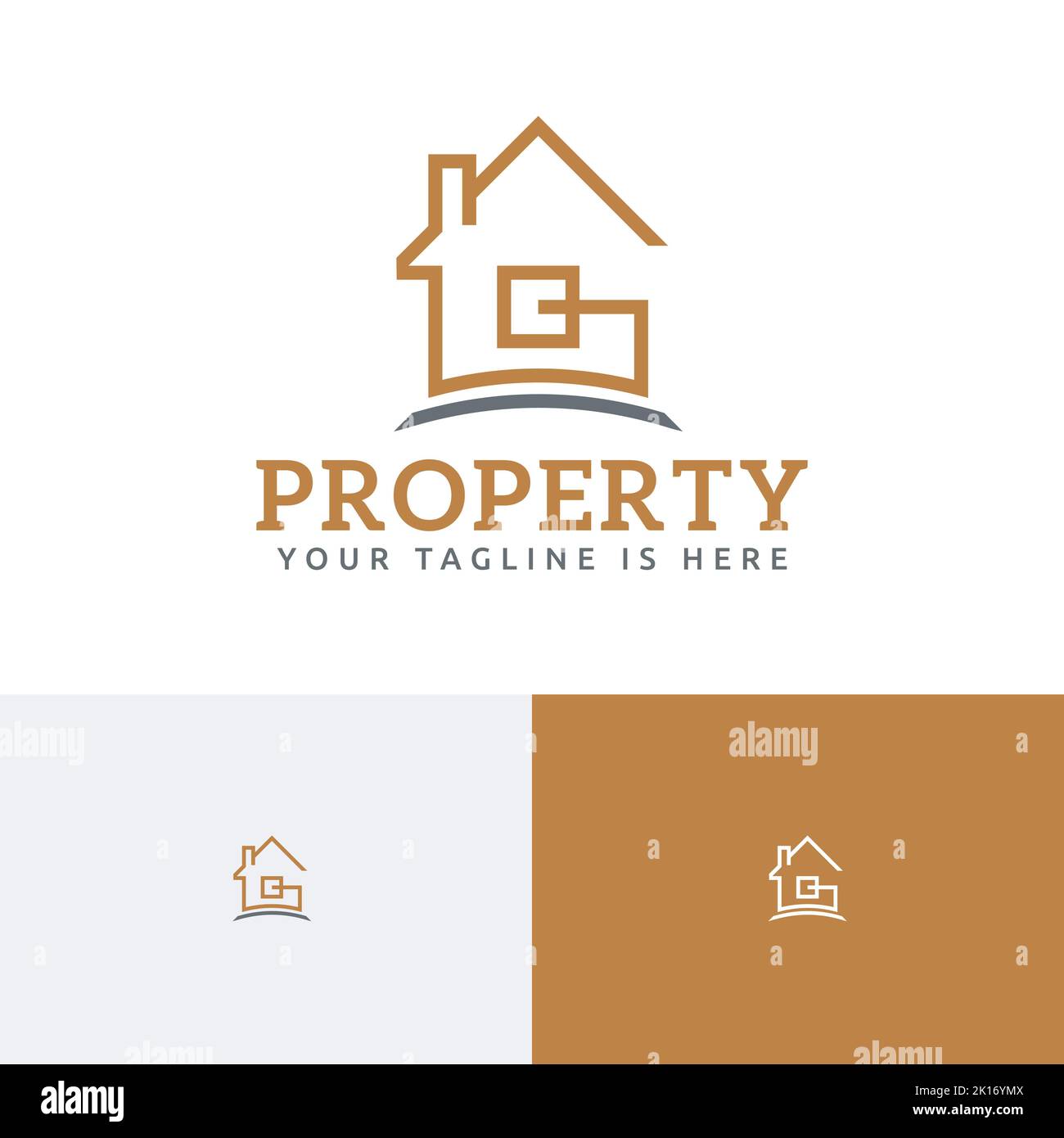G Letter House Home Line Property Real Estate Monoline Logo Stock Vector