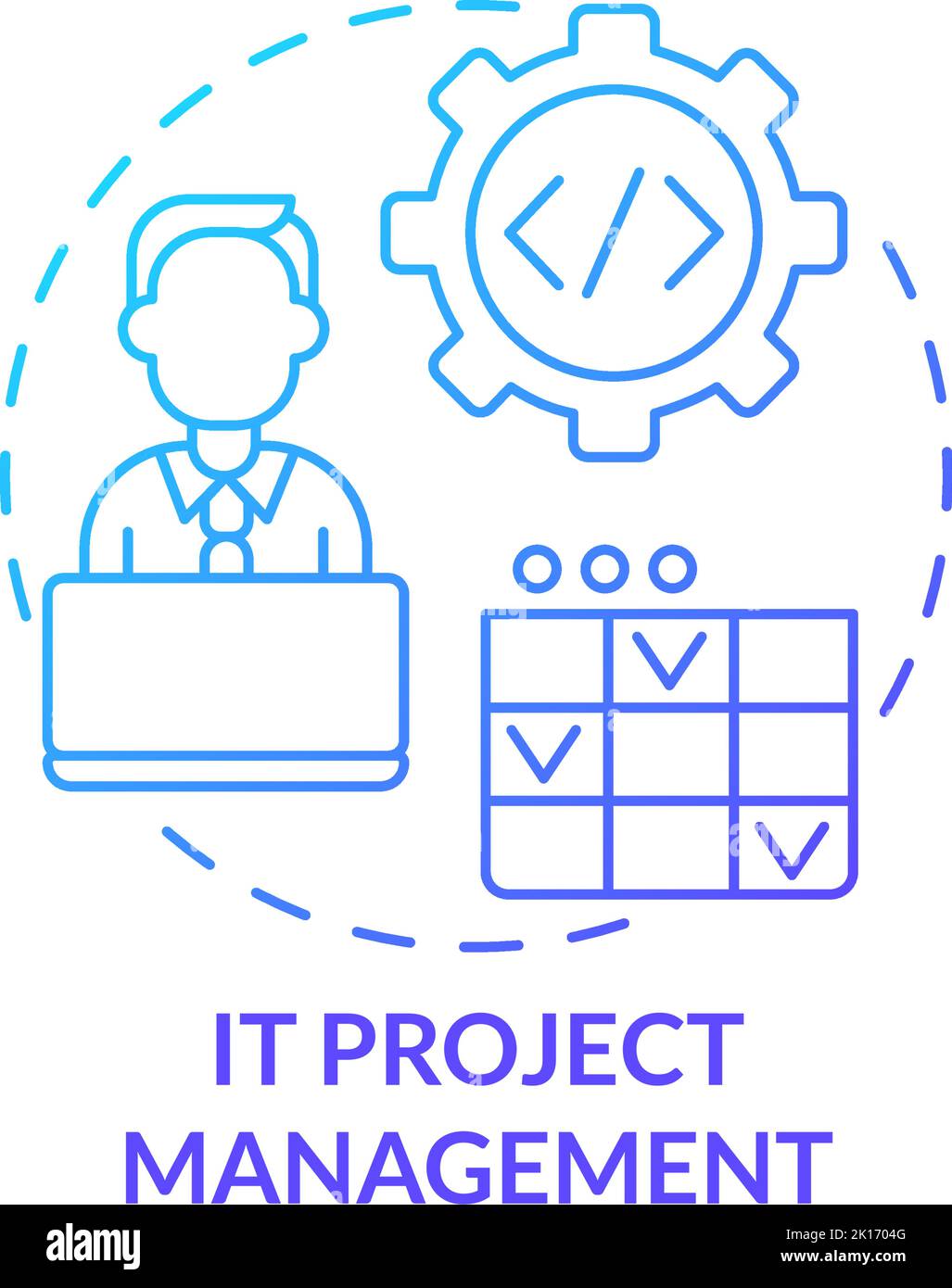 IT project management blue gradient concept icon Stock Vector