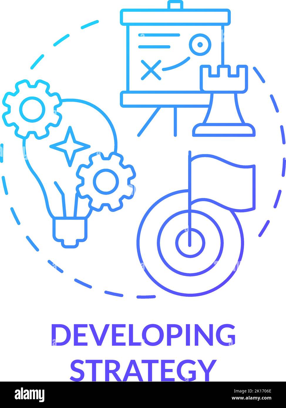 Developing strategy blue gradient concept icon Stock Vector