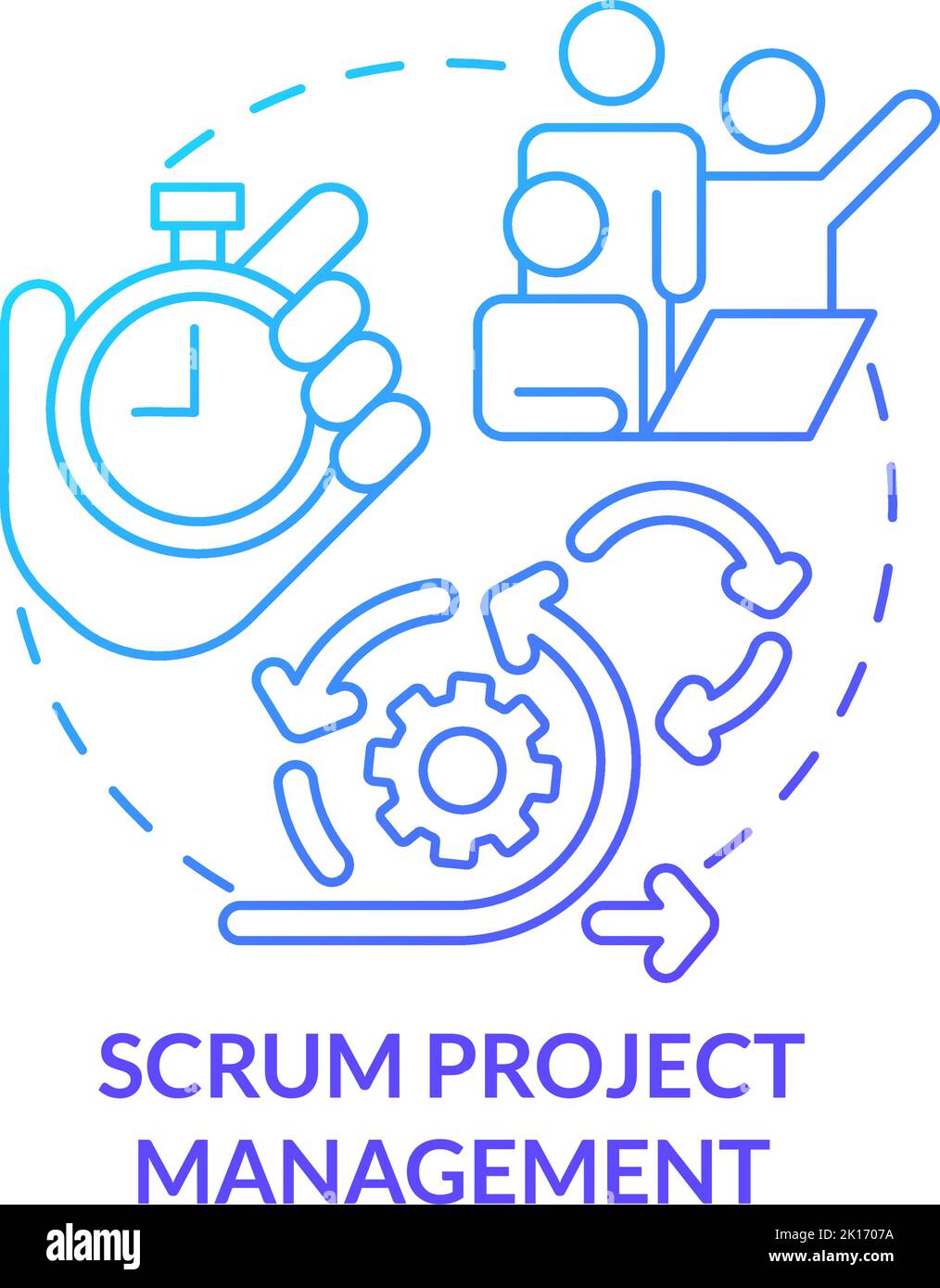 Scrum Project Management Blue Gradient Concept Icon Stock Vector Image 