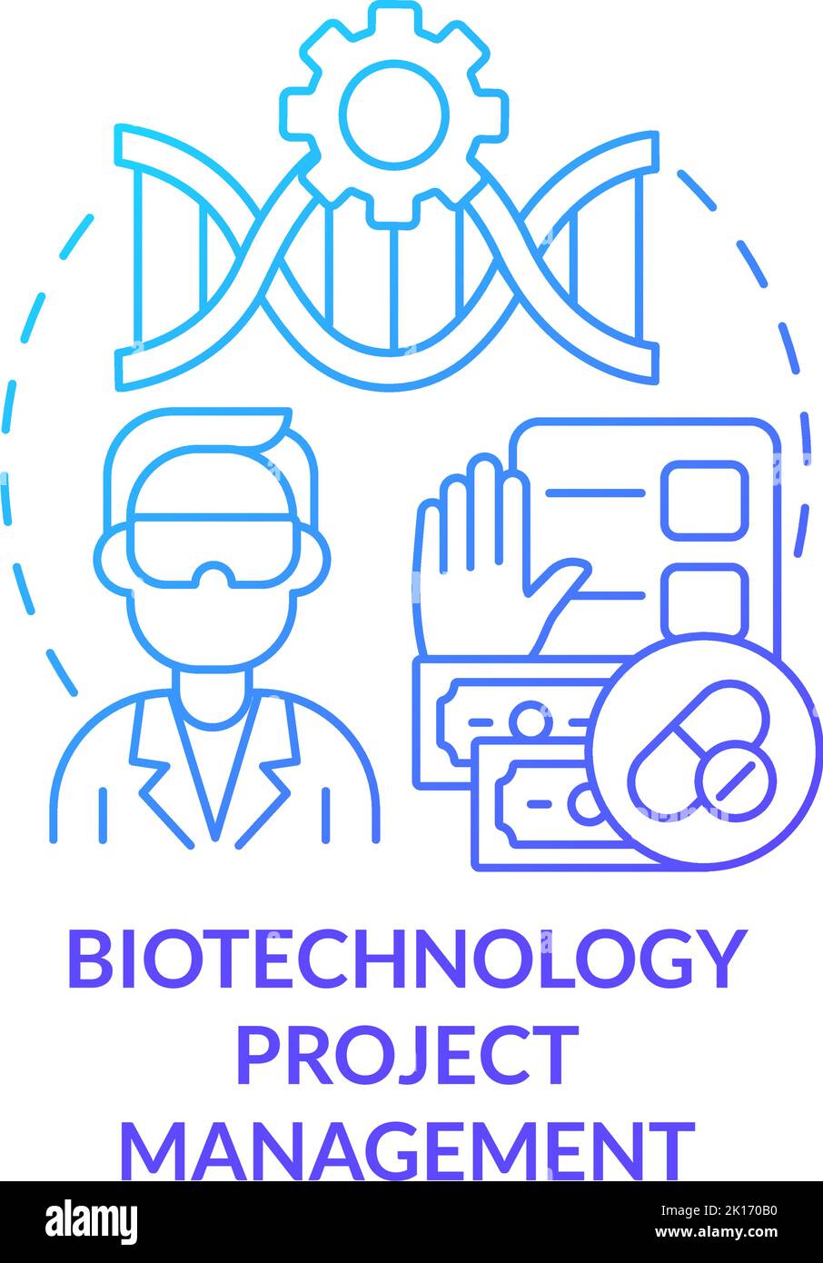 Biotechnology project management blue gradient concept icon Stock ...
