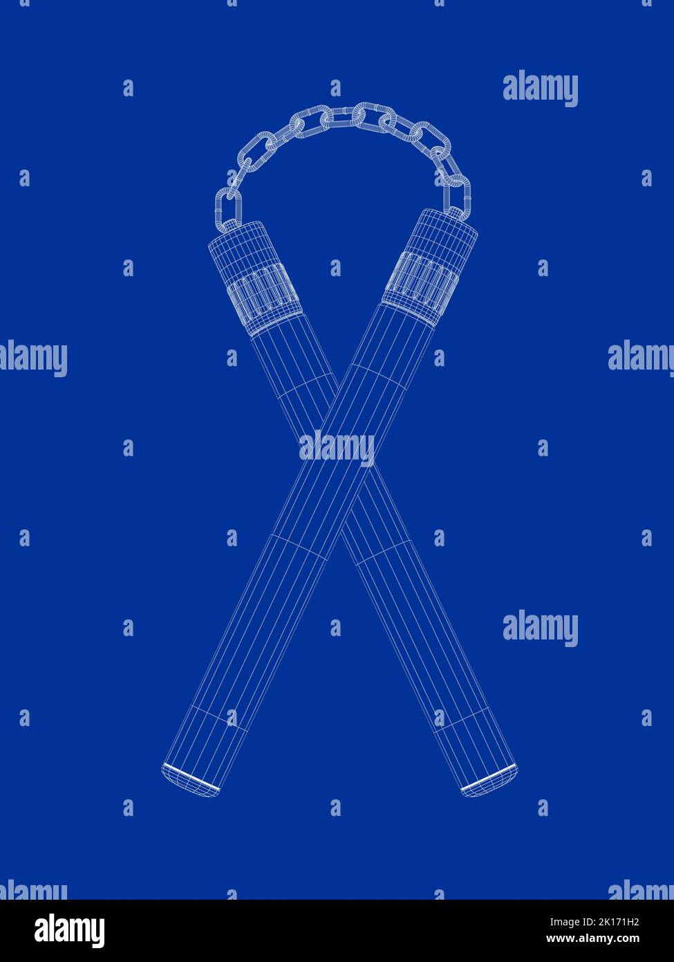 3D wireframe model of nunchaku Stock Photo Alamy