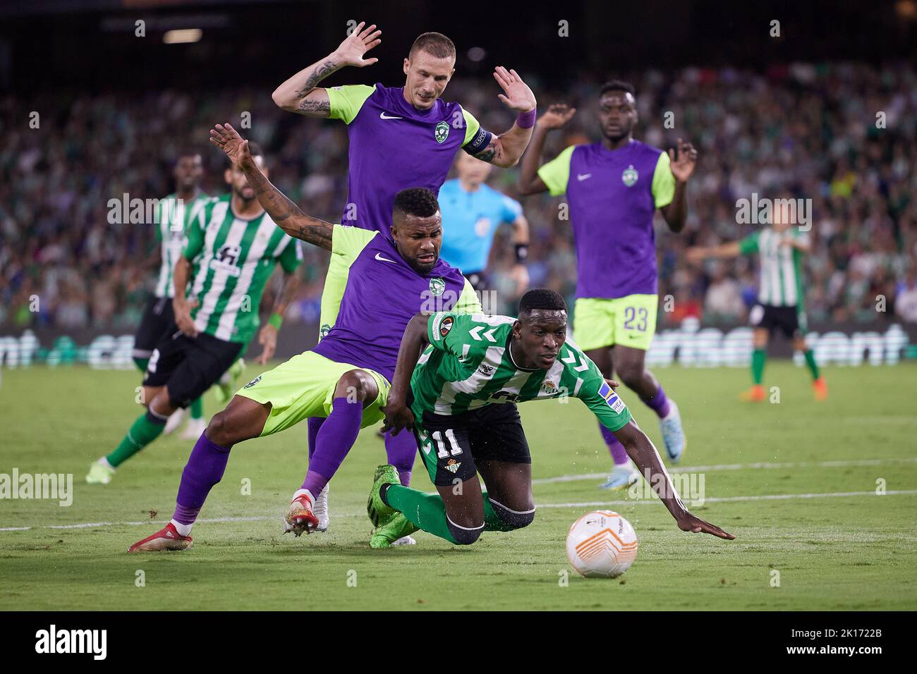 Seville, Spain. 1st Sep, 2022. Luiz Henrique (11) of Real Betis and Cicinho (4) of Ludogorets seen during the UEFA Europa League match between Real Betis and Ludogorets at Estadio Benito Villamarin in Seville. (Photo Credit: Gonzales Photo/Alamy Live News Stock Photo
