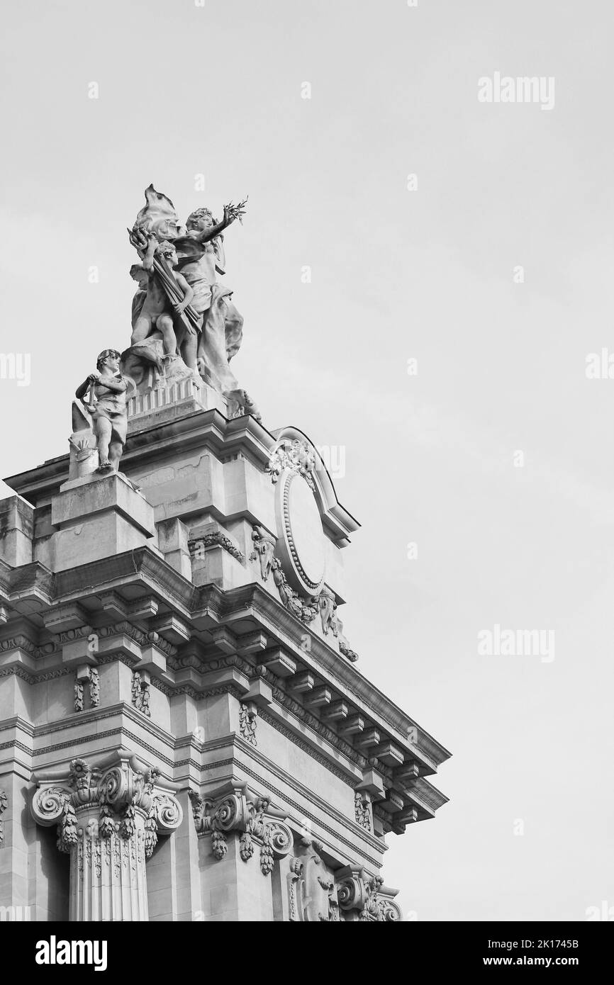 Paris, France. Petit Palais (Small Palace) Building Statue Sculpture. Art Museum. Stock Photo