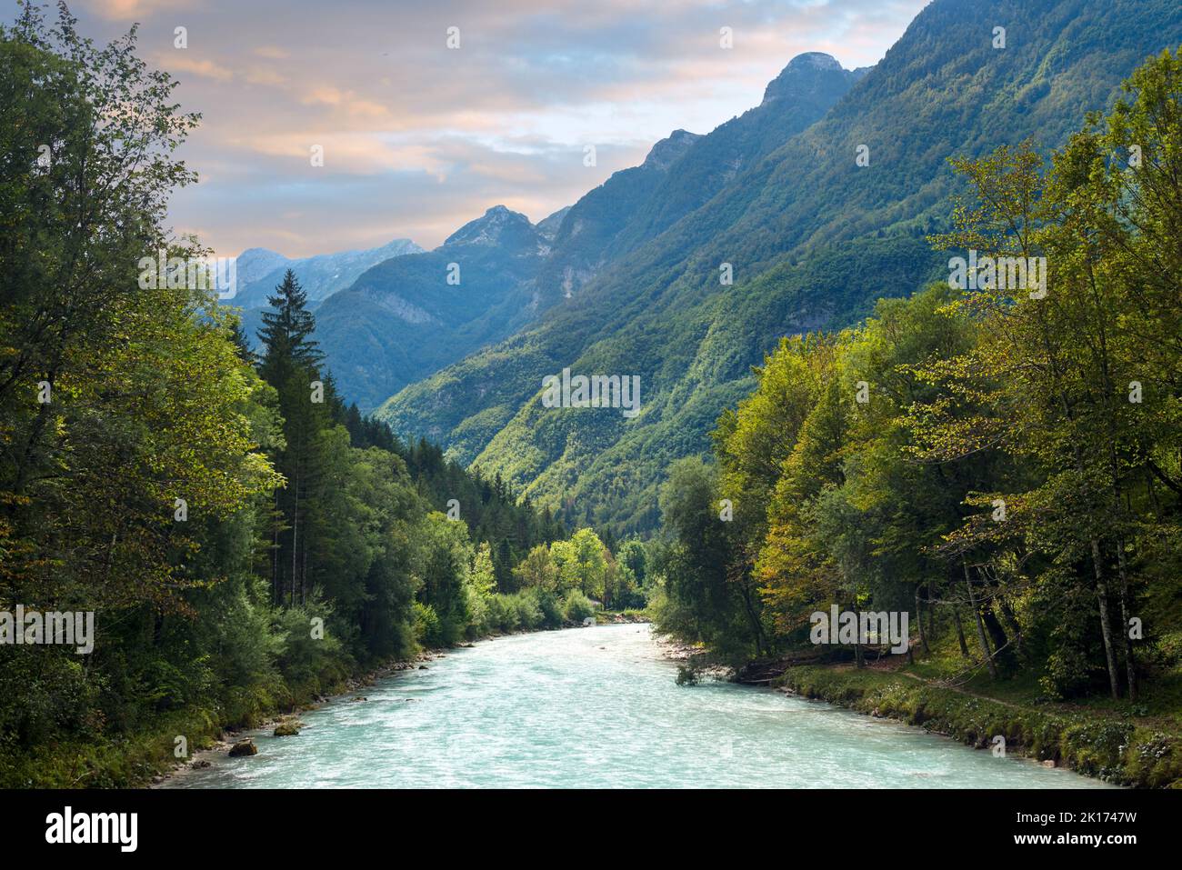 Mountain river in Julian alps Stock Photo