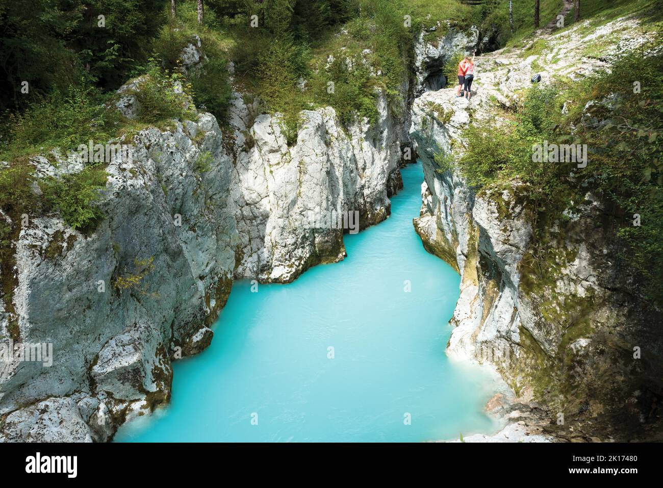Turquoise river in the mountain gorge Stock Photo