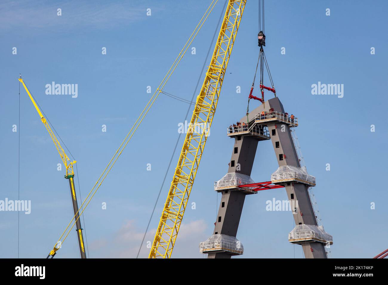 construction site of the new river Rhine bridge of the Autobahn A1 between Cologne and