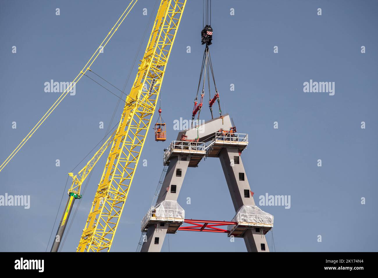 construction site of the new river Rhine bridge of the Autobahn A1 between Cologne and