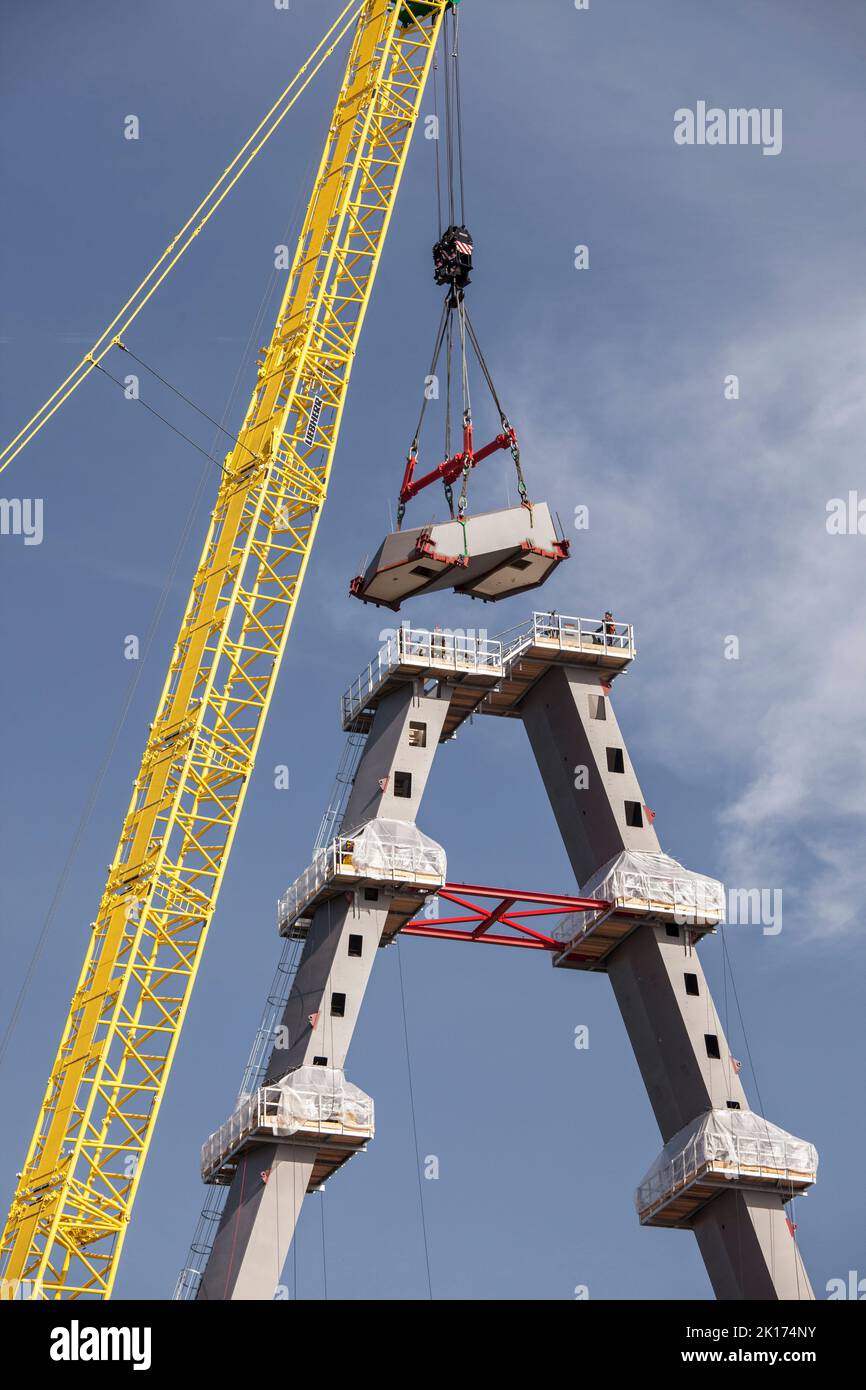 construction site of the new river Rhine bridge of the Autobahn A1 between Cologne and