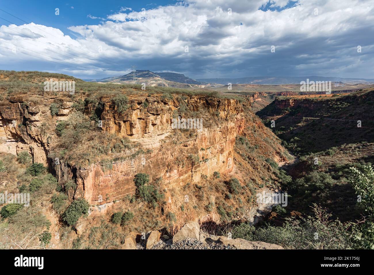 Beautifu highland landscape in Oromia Region. Ethiopia wilderness landscape, Africa. Stock Photo