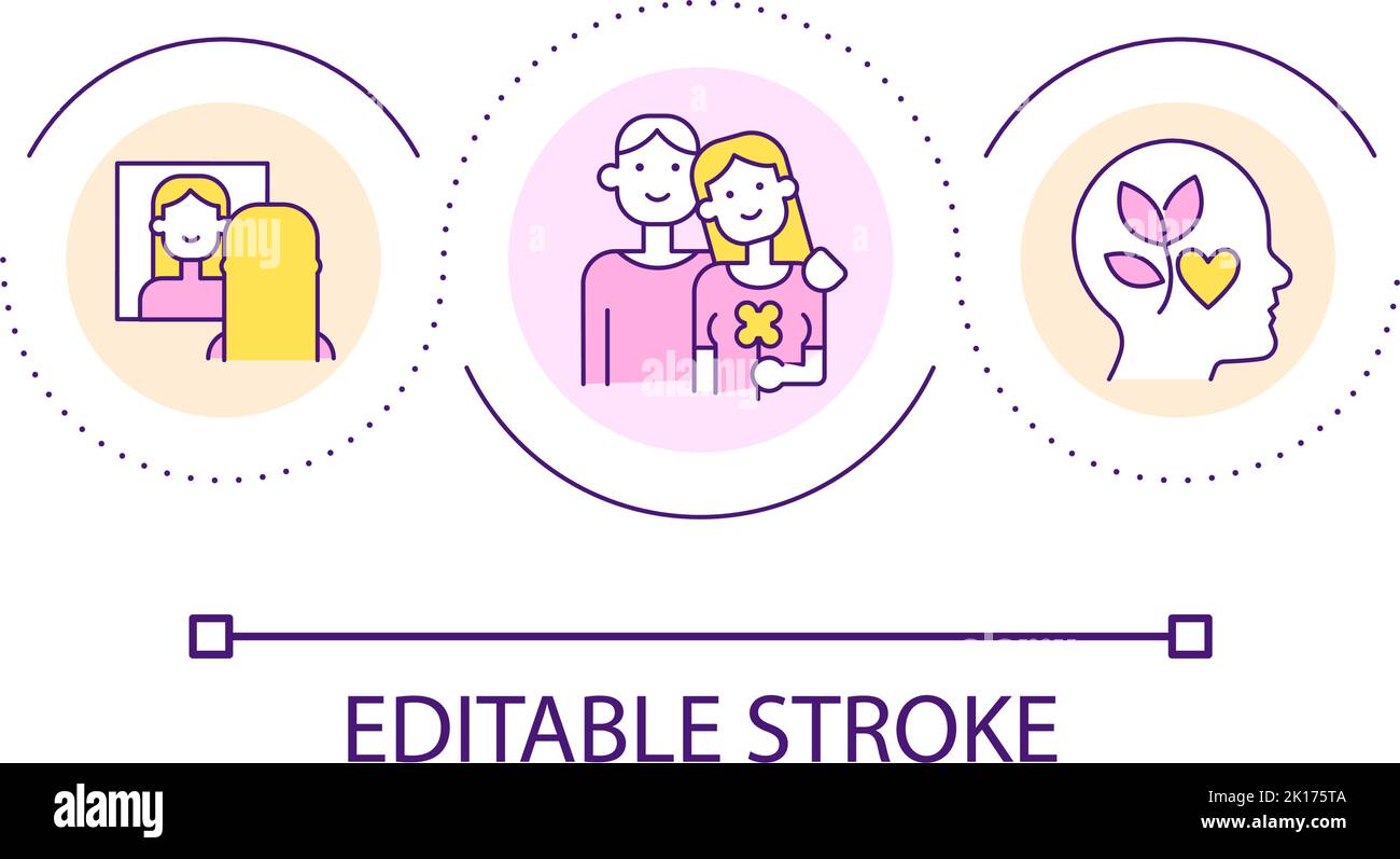 Building self-esteem in relationship loop concept icon Stock Vector