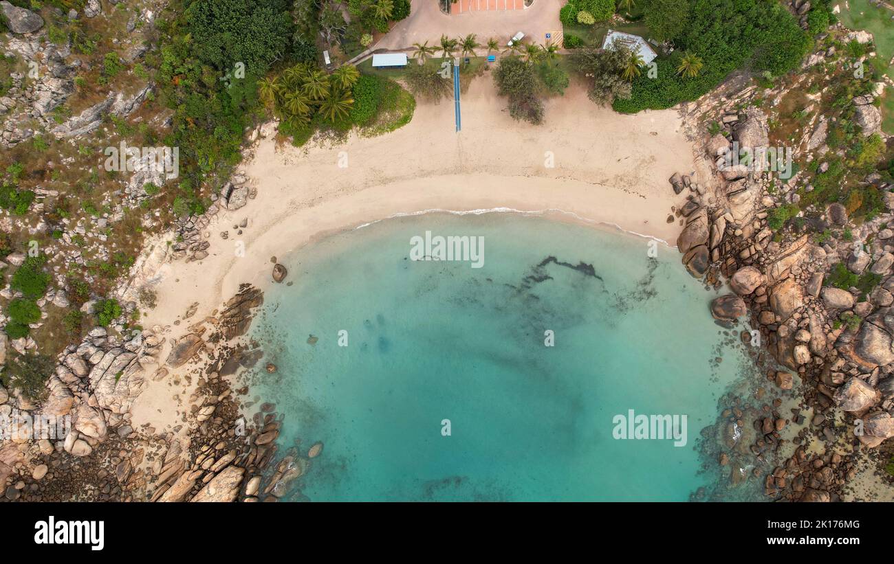 Drone picture of Horseshoe Bay in Bowen, Queensland, Australia Stock