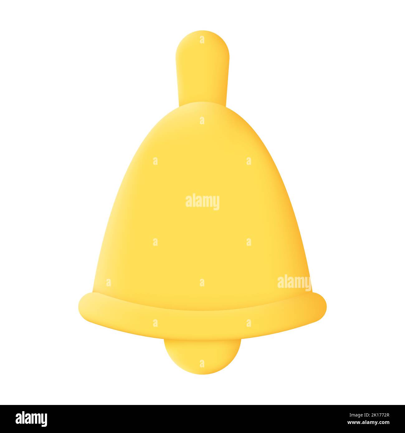 Yellow Bell 3D Icon Vector Illustration on White Background Stock Vector