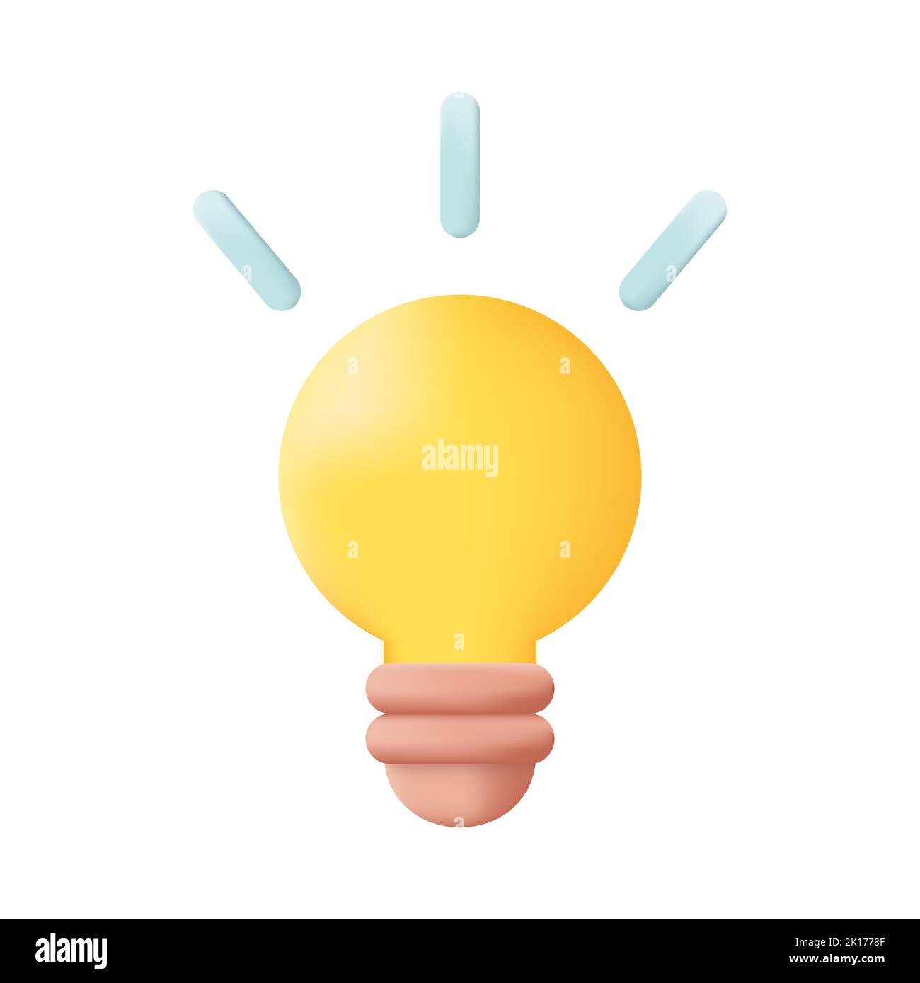 Yellow Light Bulb 3D Icon Vector Illustration on White Background. Idea Concept Stock Vector