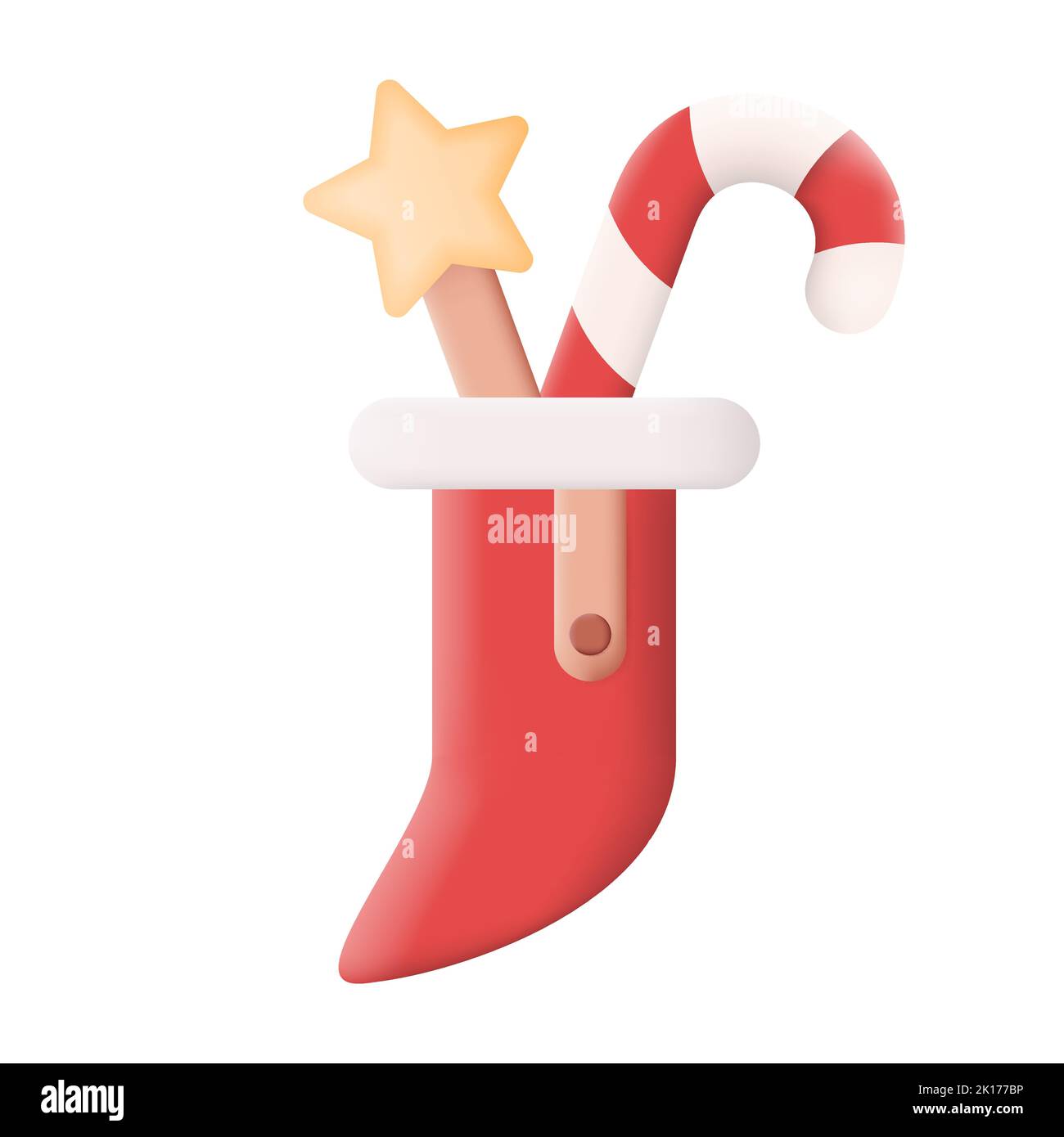 Christmas Sock 3D Icon Vector Illustration on White Background Stock Vector