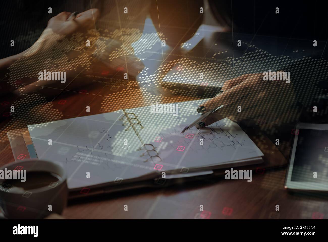 Team work process. young business managers crew working with new startup project. Stock Photo