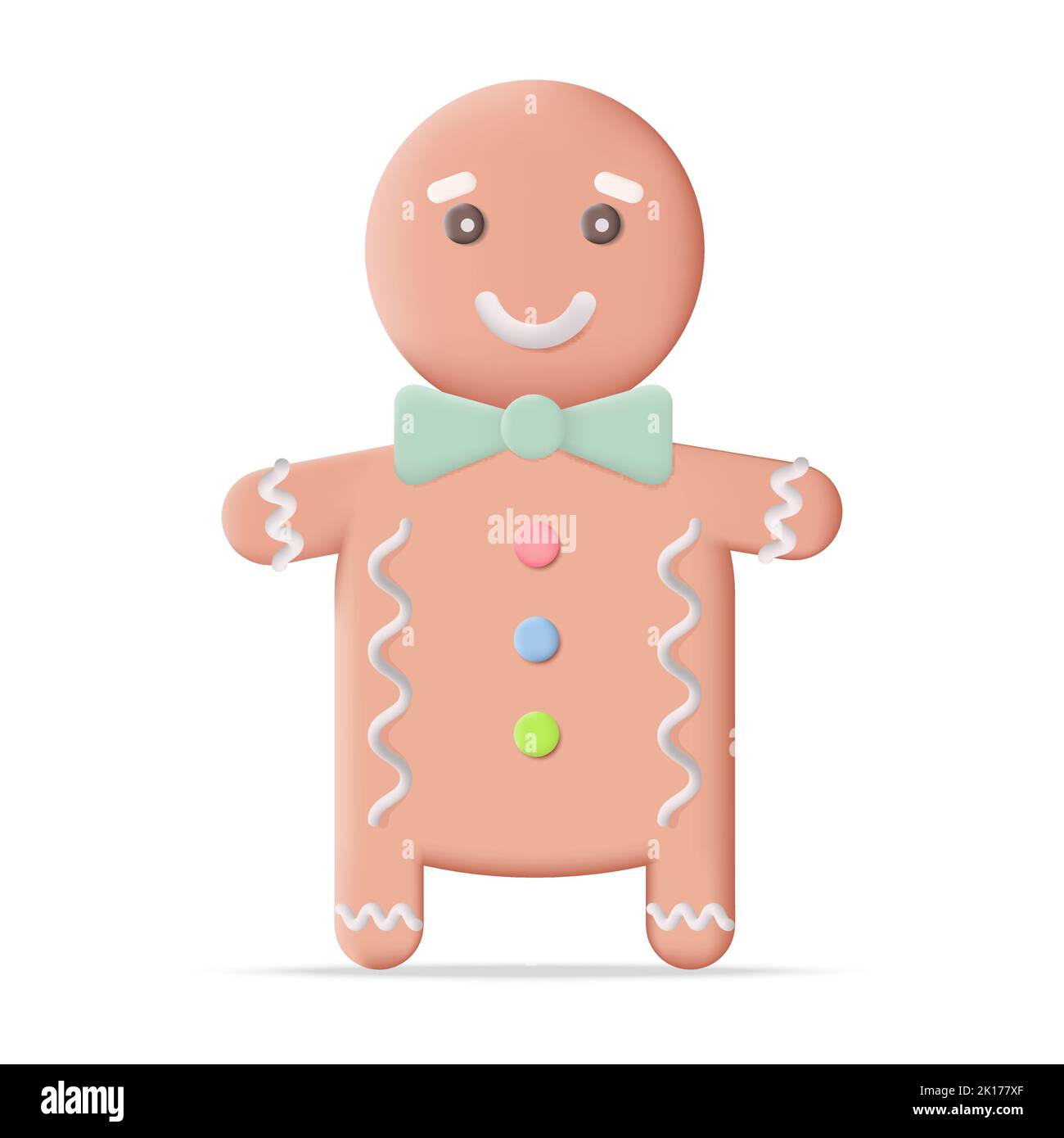 Christmas Gingerbread Cookie 3D Icon Vector Illustration on White Background Stock Vector
