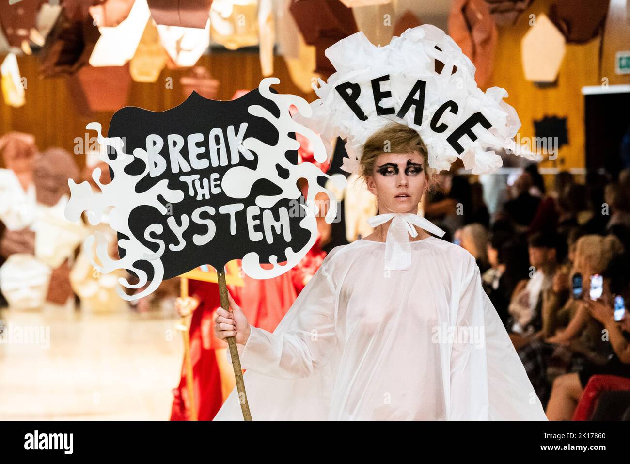 Model, modelling on catwalk for VIN+OMI 'Opinions' show for London
