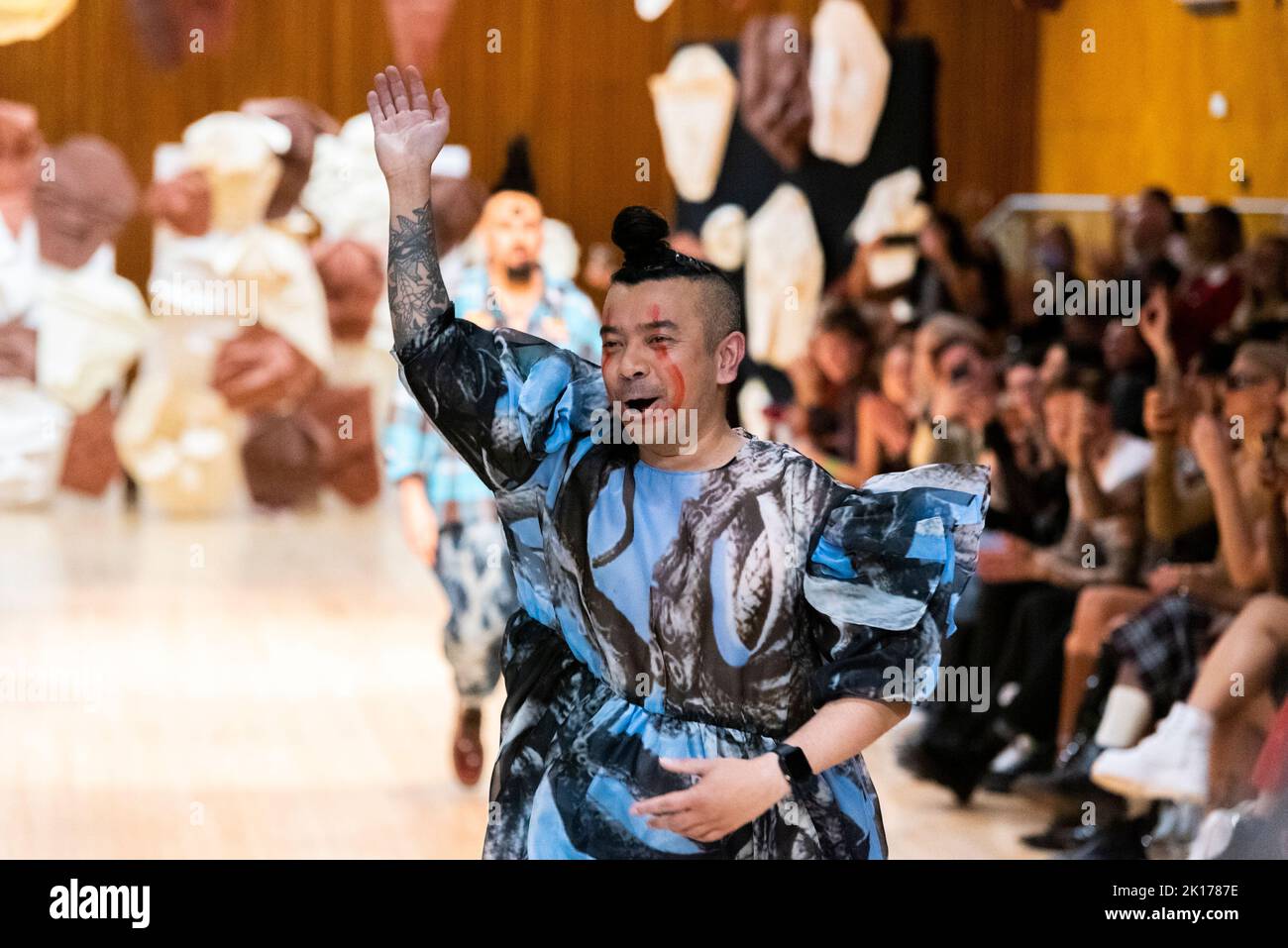 Omi, of VIN+OMI after their 'Opinions' show for London Fashion Week