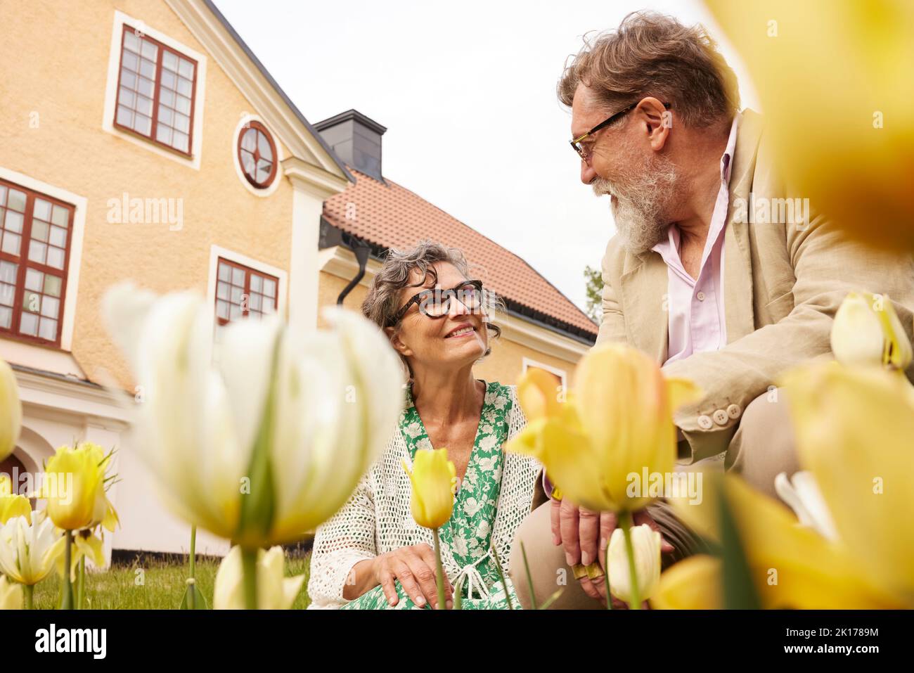 Smiling couple looking at each other Stock Photo