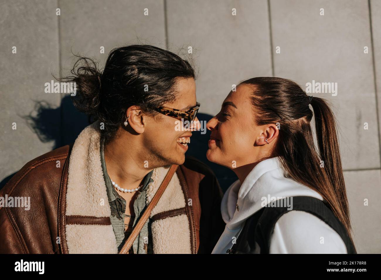 Young couple standing together Stock Photo