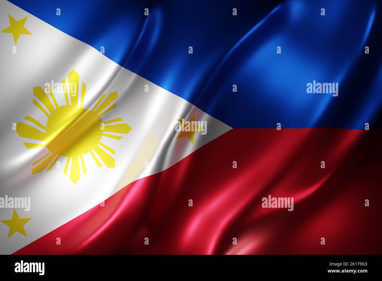 3d rendering of a silked Philippines flag Stock Photo - Alamy