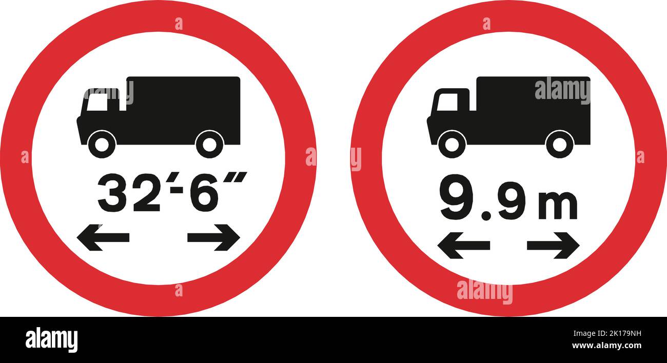 No vehicle or combination of vehicles over length shown, The Highway
