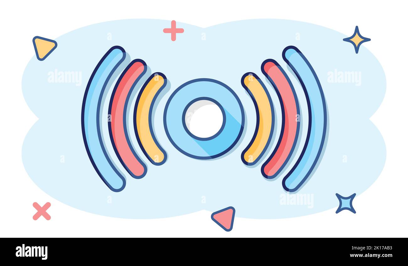 Motion sensor icon in comic style. Sensor waves vector cartoon ...