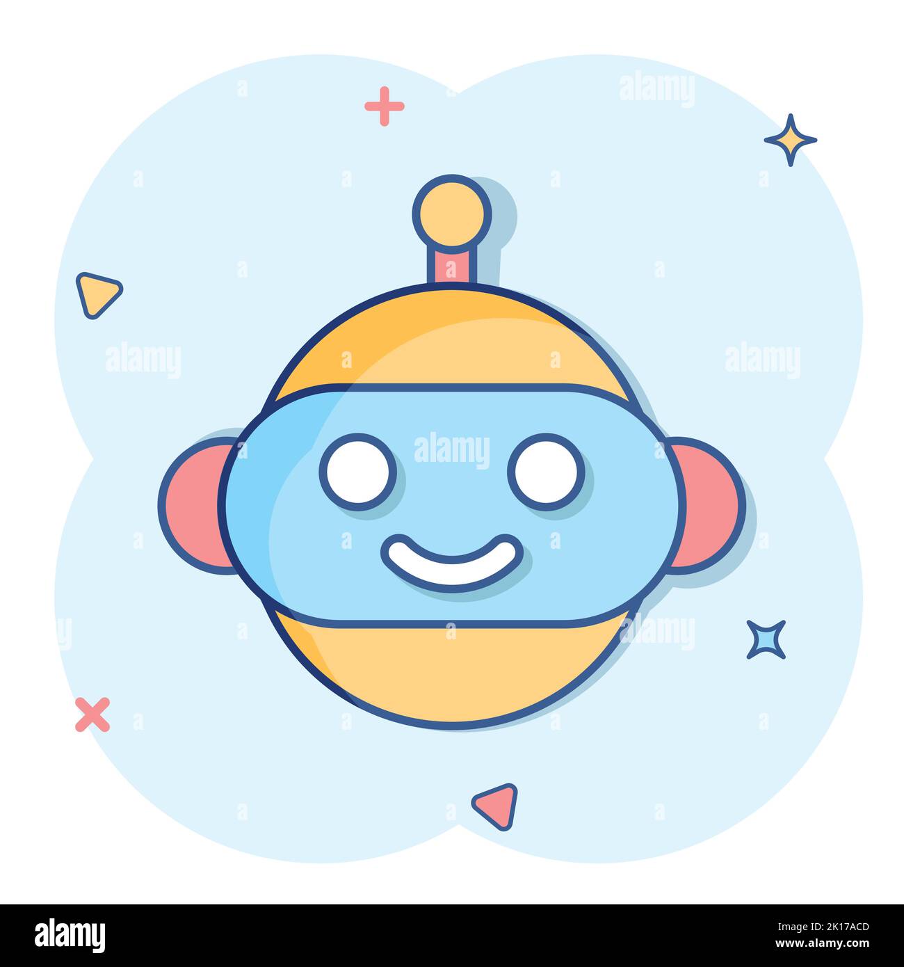 Cute robot chatbot icon in comic style. Bot operator vector cartoon ...