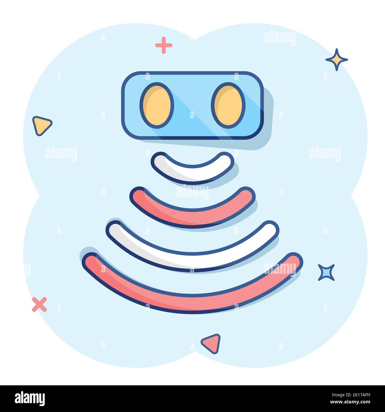 Motion sensor icon in comic style. Sensor waves vector cartoon ...