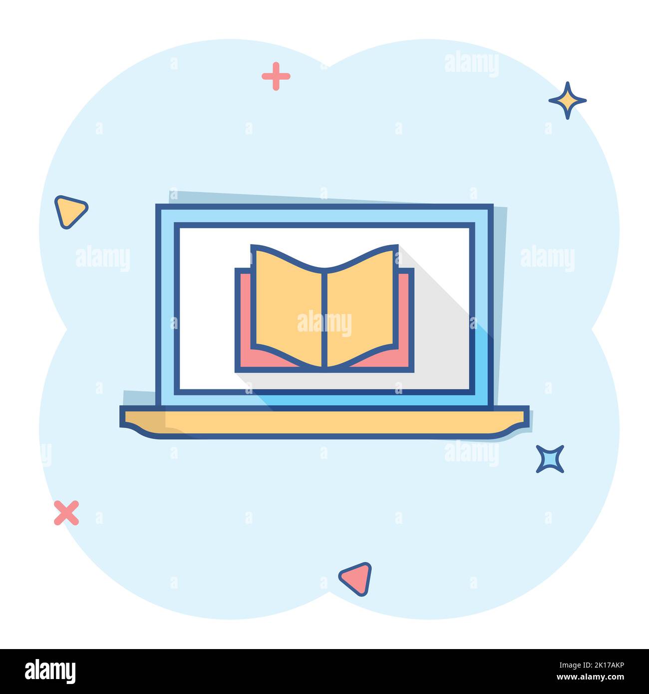 Elearning education icon in comic style. Study vector cartoon ...