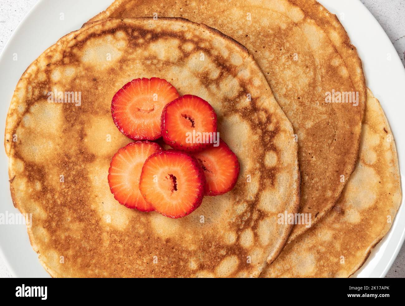 Pancakes with strawberries Stock Photo