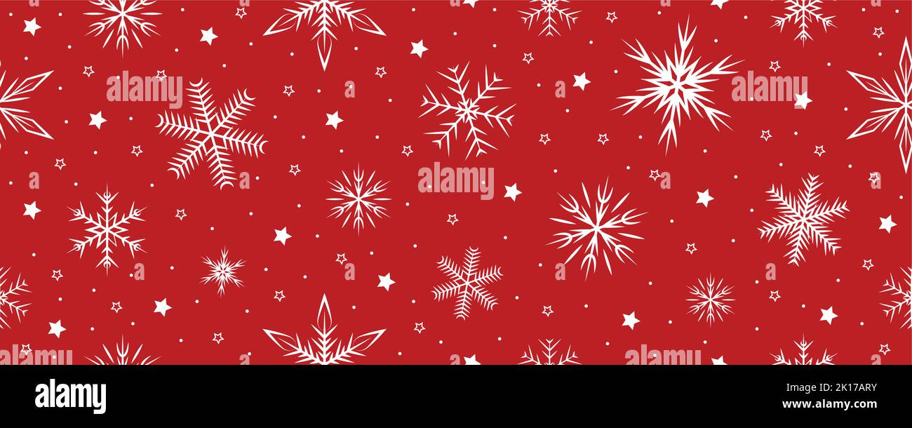 red and white christmas seamless snowflake background banner Stock ...