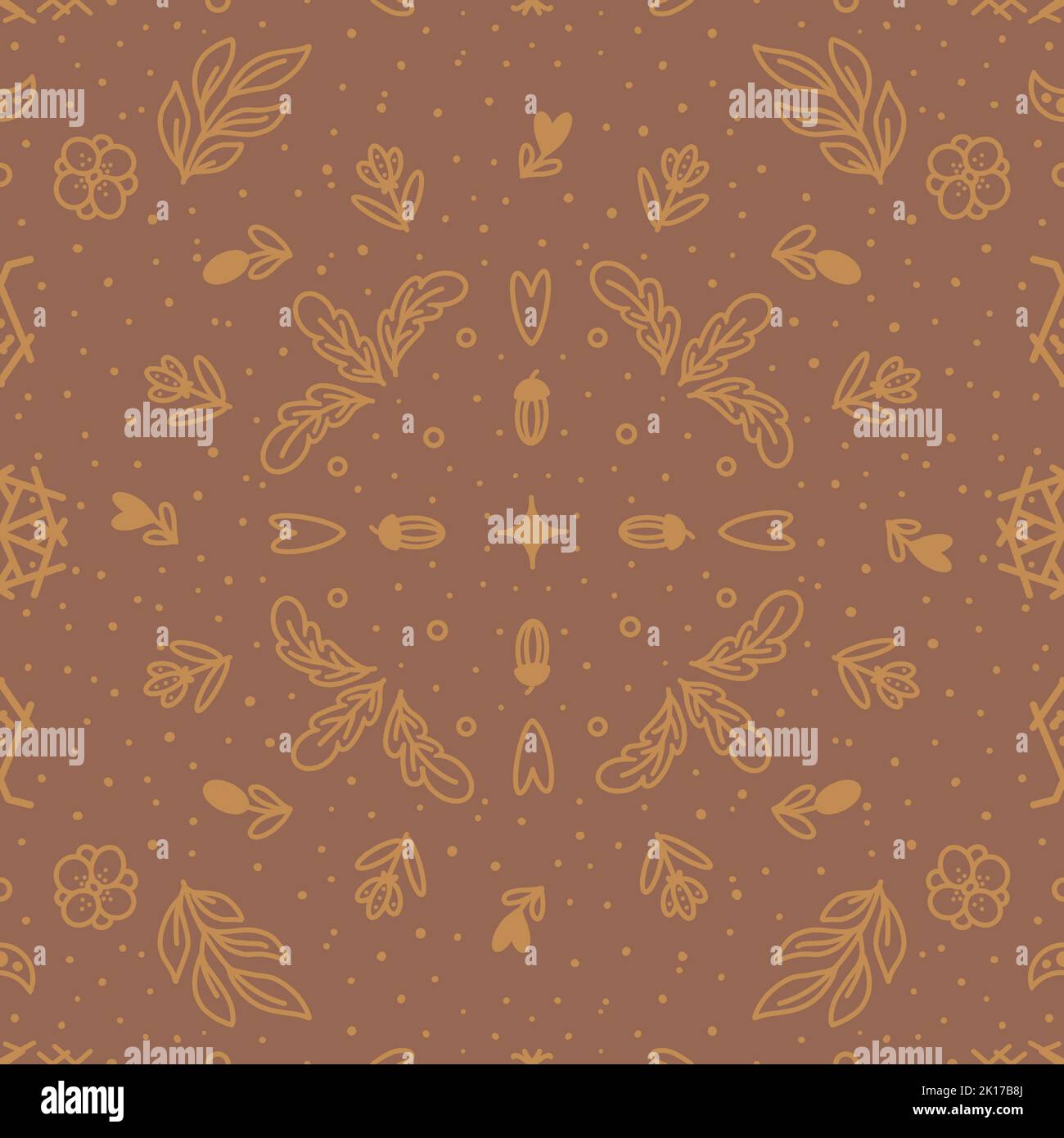 Seamless autumn pattern with oak leaves and acorns. Floral ornament on ...