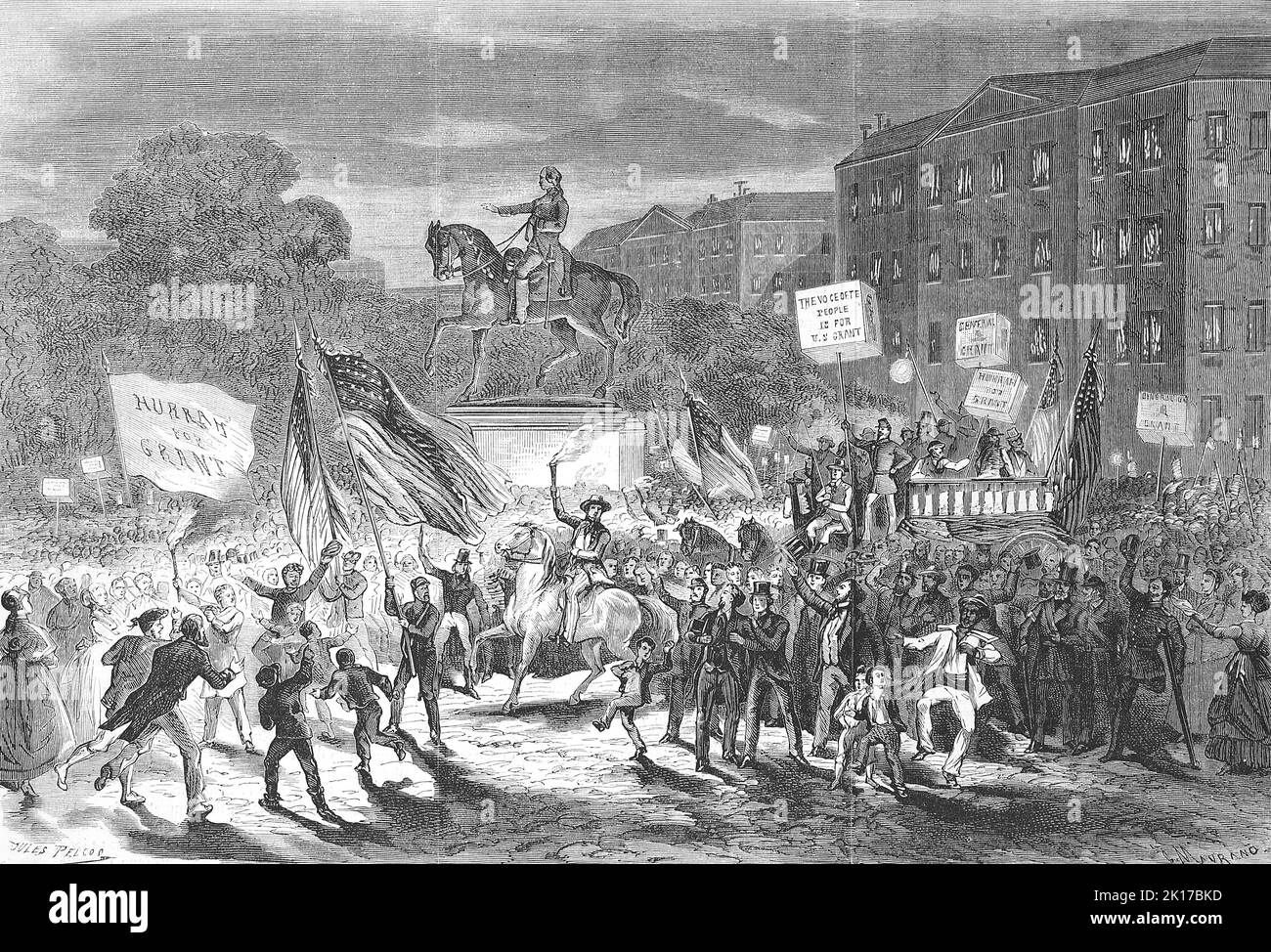 Die Wahl von General Grant zum Präsident der Vereinigten Staaten, 1869  /  The Election of General Grant as President of the United States, 1869, Historisch, digital restaurierte Reproduktion einer Originalvorlage aus dem 19. Jahrhundert, genaues Originaldatum nicht bekannt  /  historical, digital improved reproduction of an original from the 19th century, Stock Photo