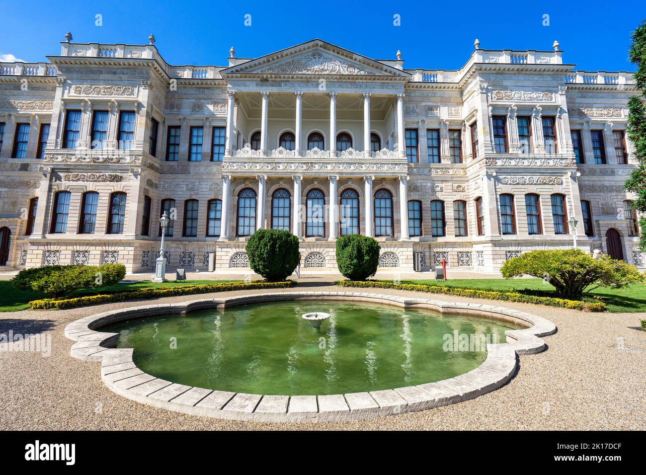 Exterior view of National Palaces Painting Museum at Dolmabahce Palace. Dolmabahce is the largest palace in Istanbul, Turkey. Stock Photo