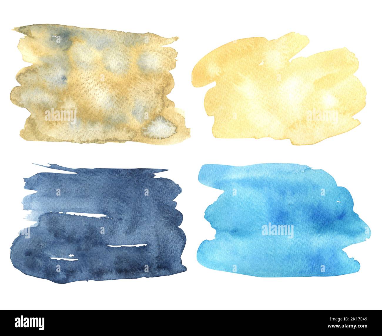 Watercolor stains with paper texture. Beige, dark gray and blue colors ...