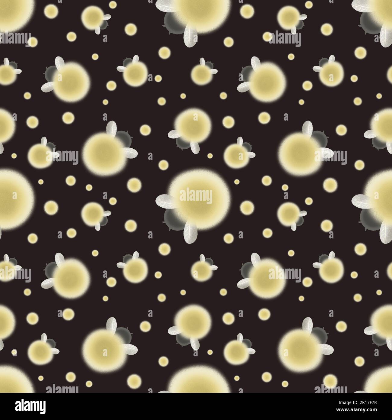 Yellow Insect Patterns Seamless pattern with fireflies in the night sky. Yellow insects on a ...