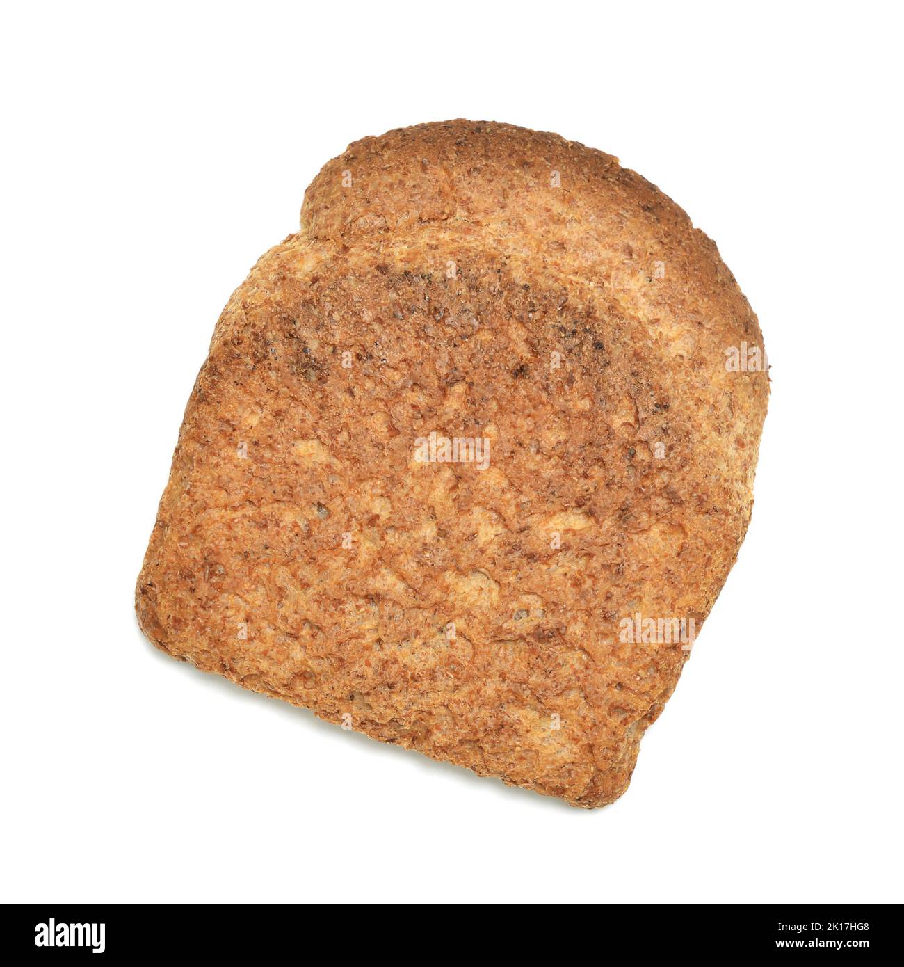 Wholemeal brown bread crust shot from above on white background cut out