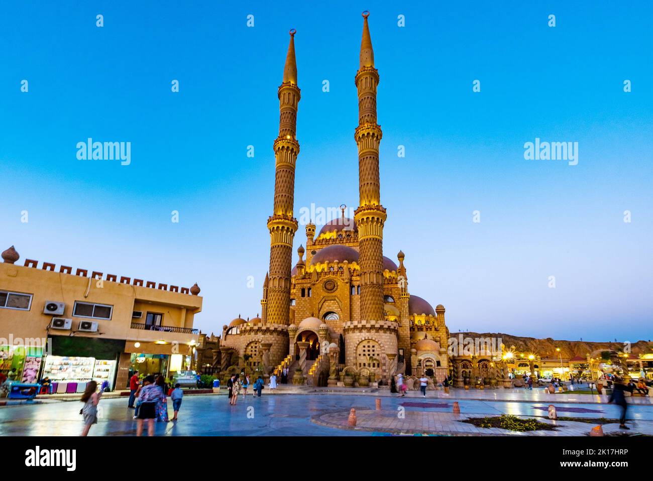 Beautiful Al Mustafa Mosque in Old Town of Sharm Stock Photo